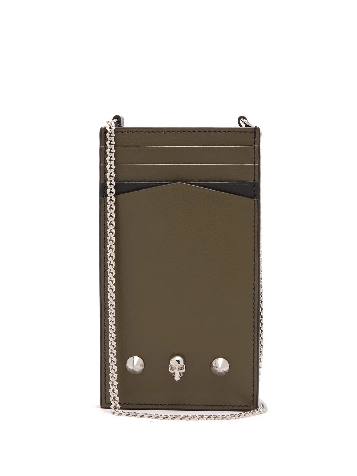 Skull and studs leather phone pouch - 1