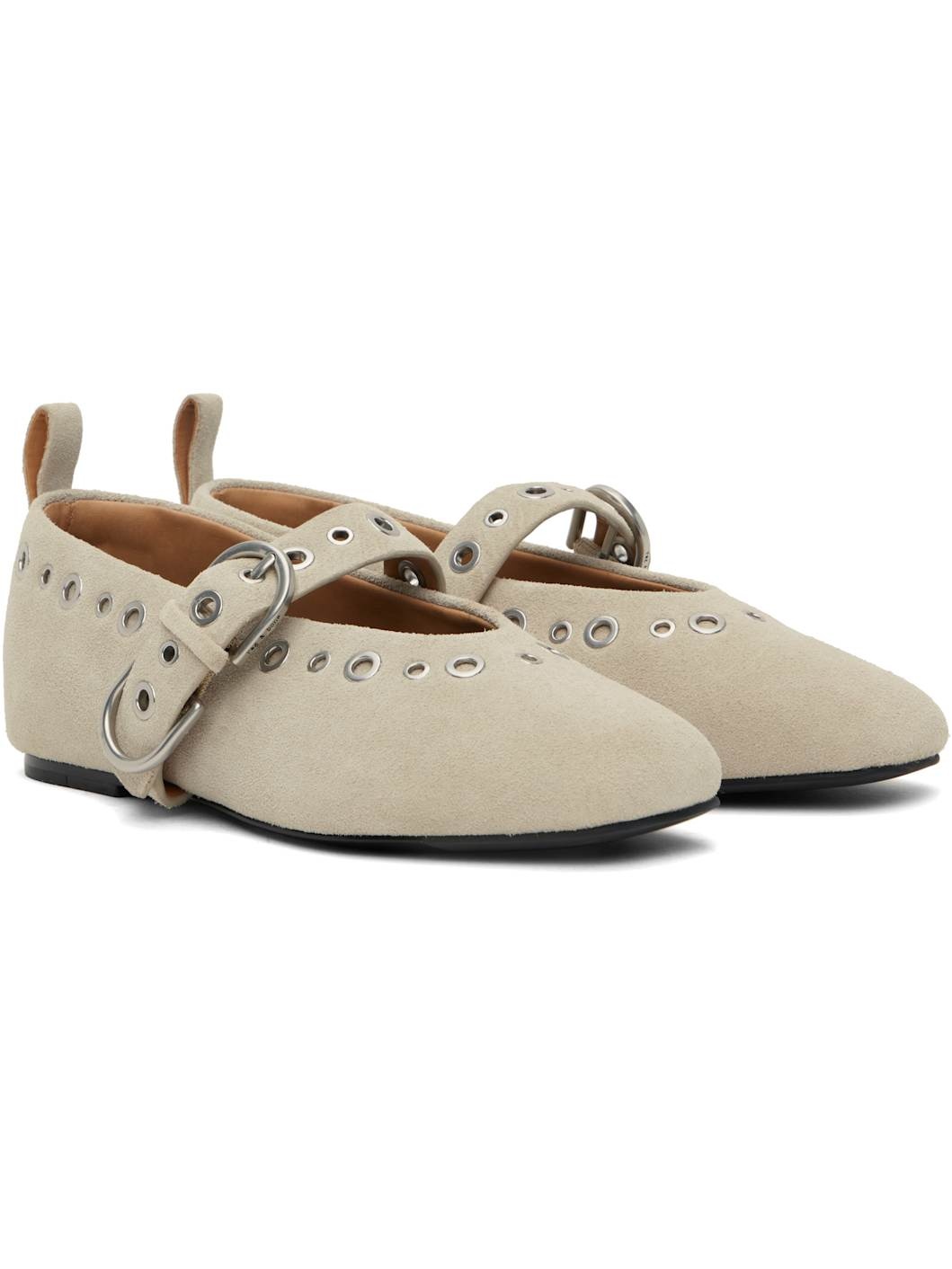 Beige Spire Mary Jane Ballerina Flats - 4