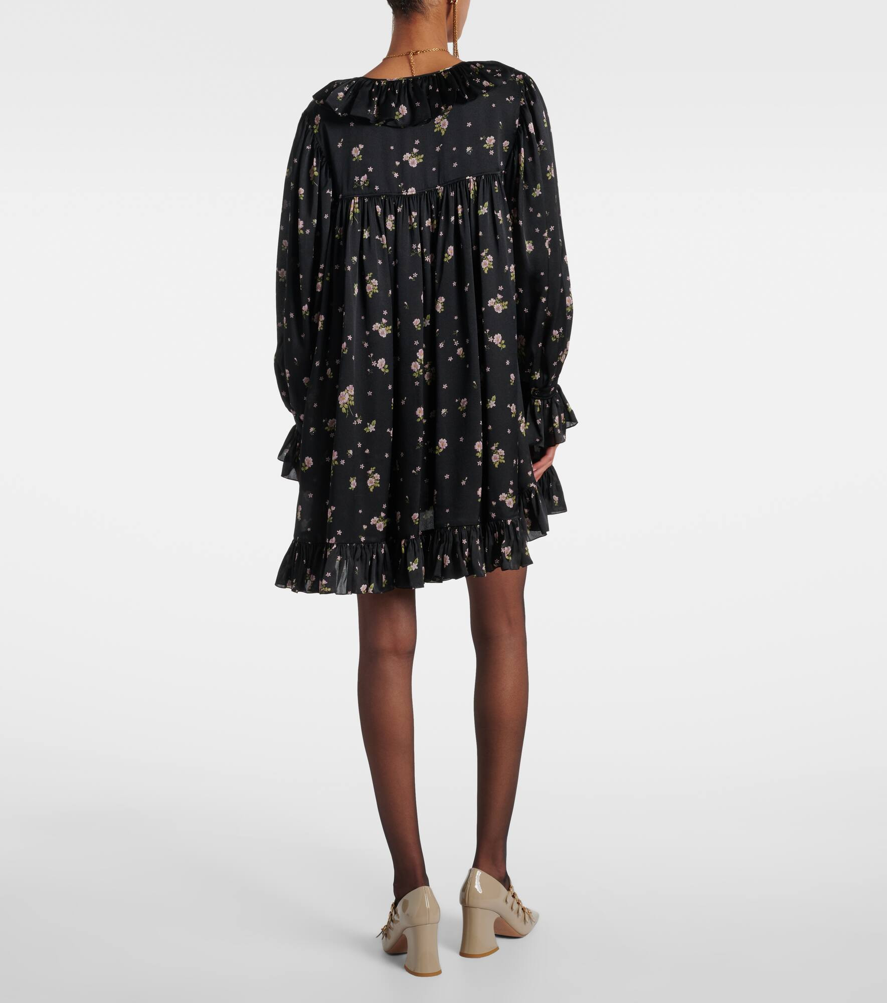 Gathered silk charmeuse minidress - 3