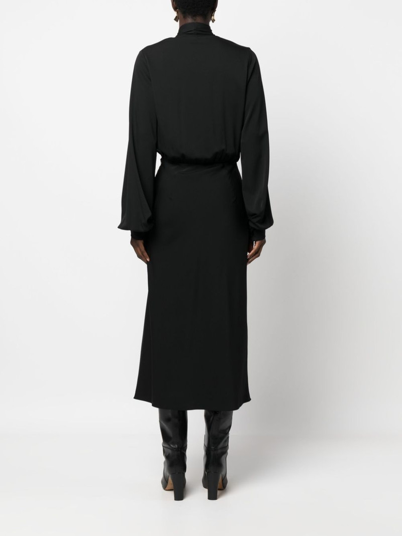 attached-scarf silk-blend midi dress 4