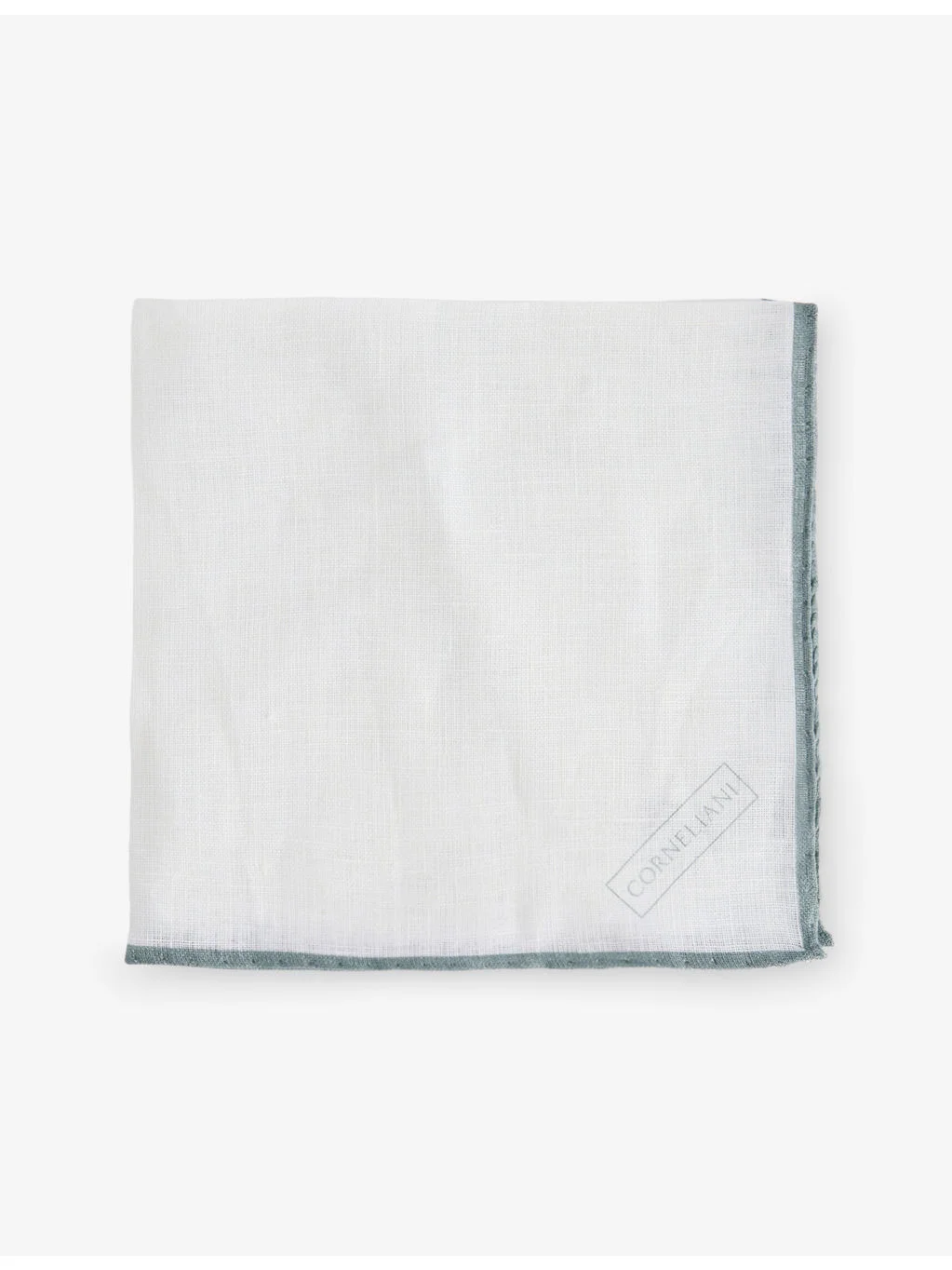 Striped-Trim Linen Pocket Square - 1