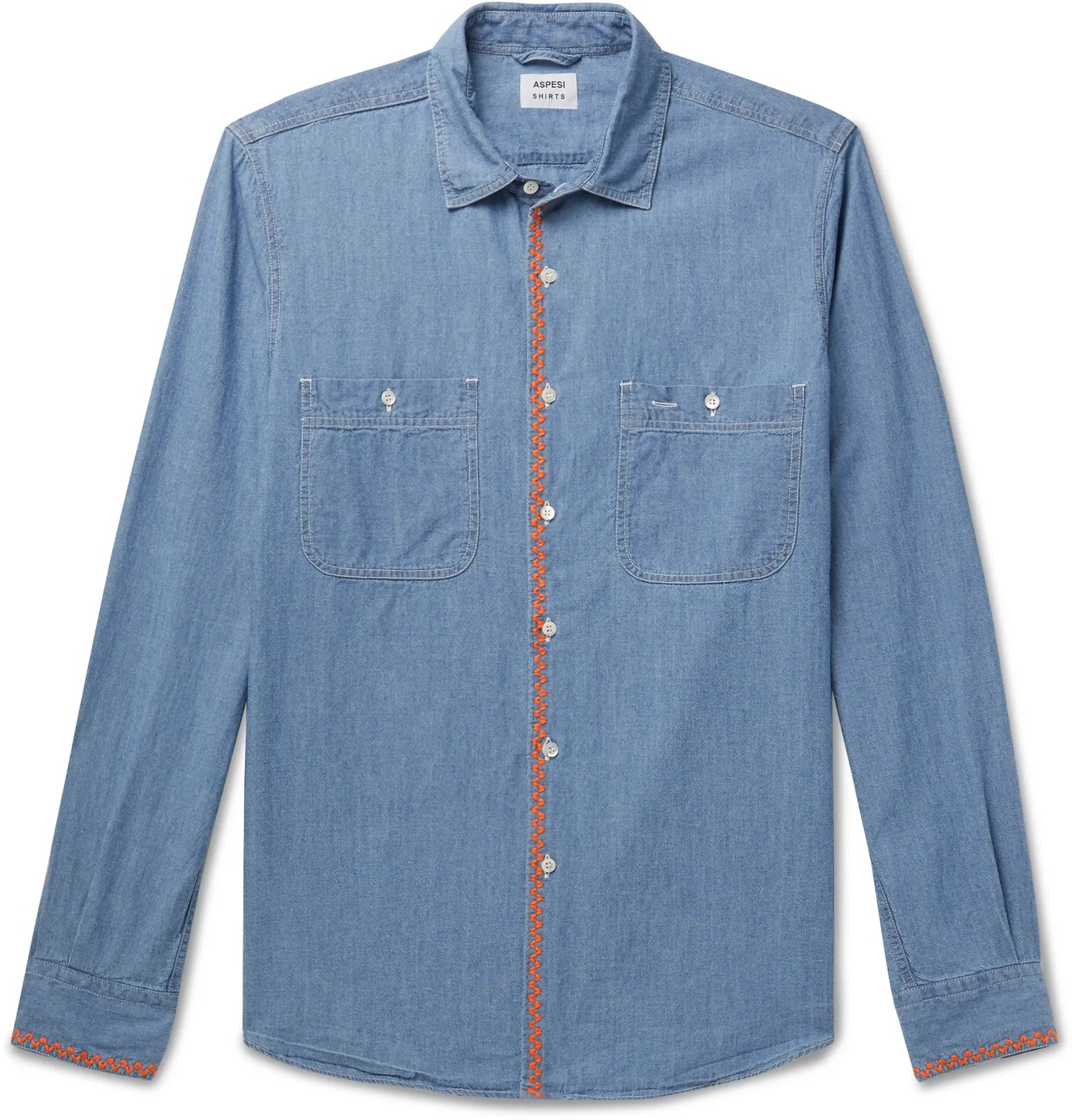 Embroidered Cotton-Chambray Shirt - 1