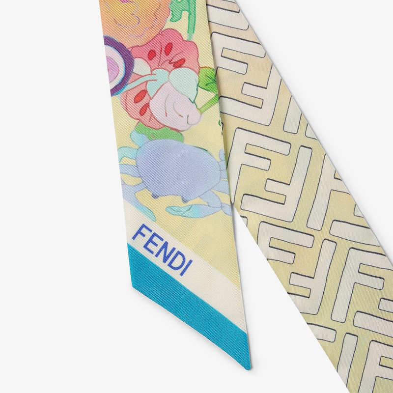 FENDI Fantastic Fendi Future Wrappy Multicolor yellow silk scarf outlook
