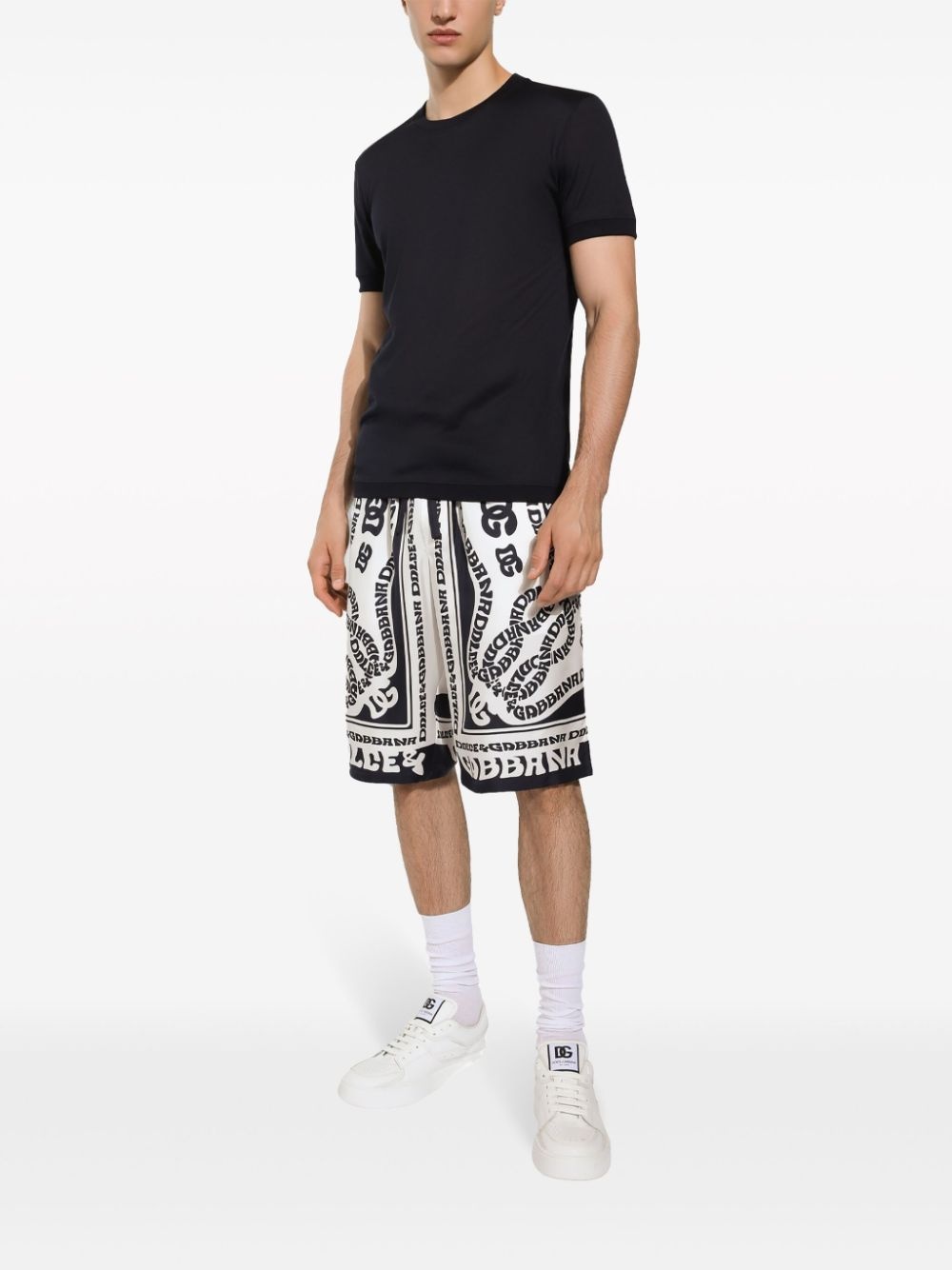 logo-print silk shorts - 3