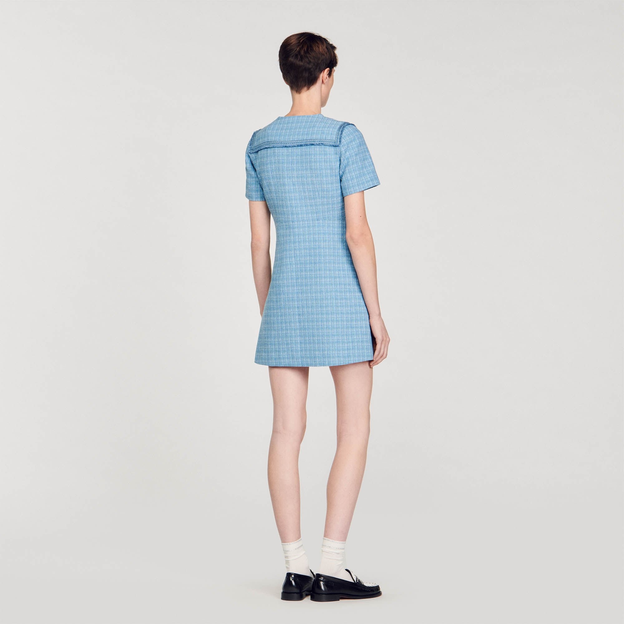 SHORT BUTTONED TWEED DRESS - 6