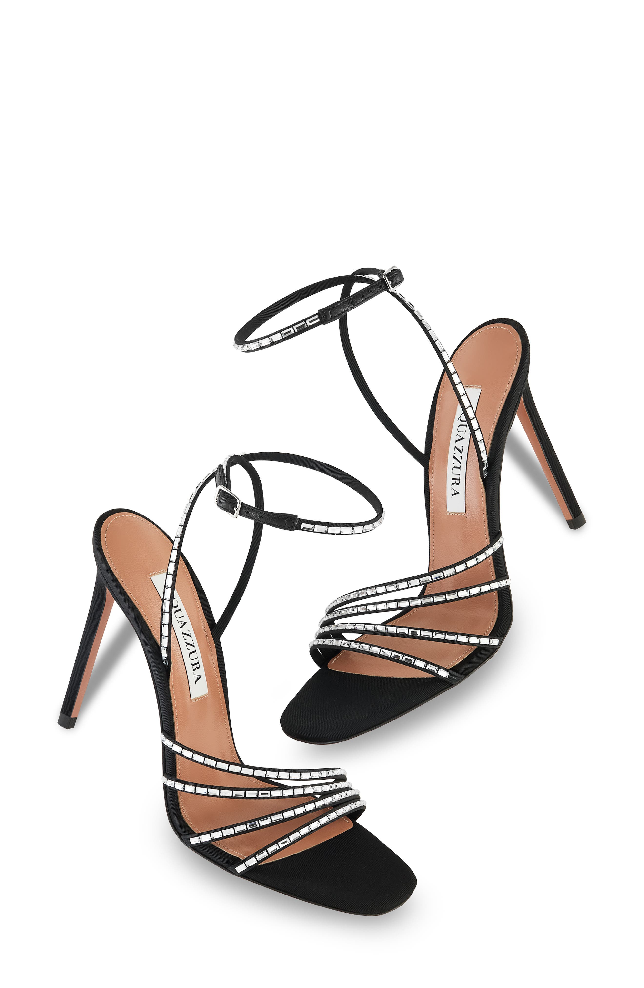 Aquazzura Mistica Crystal Embellished Ankle Strap Sandal in Black at Nordstrom - 6