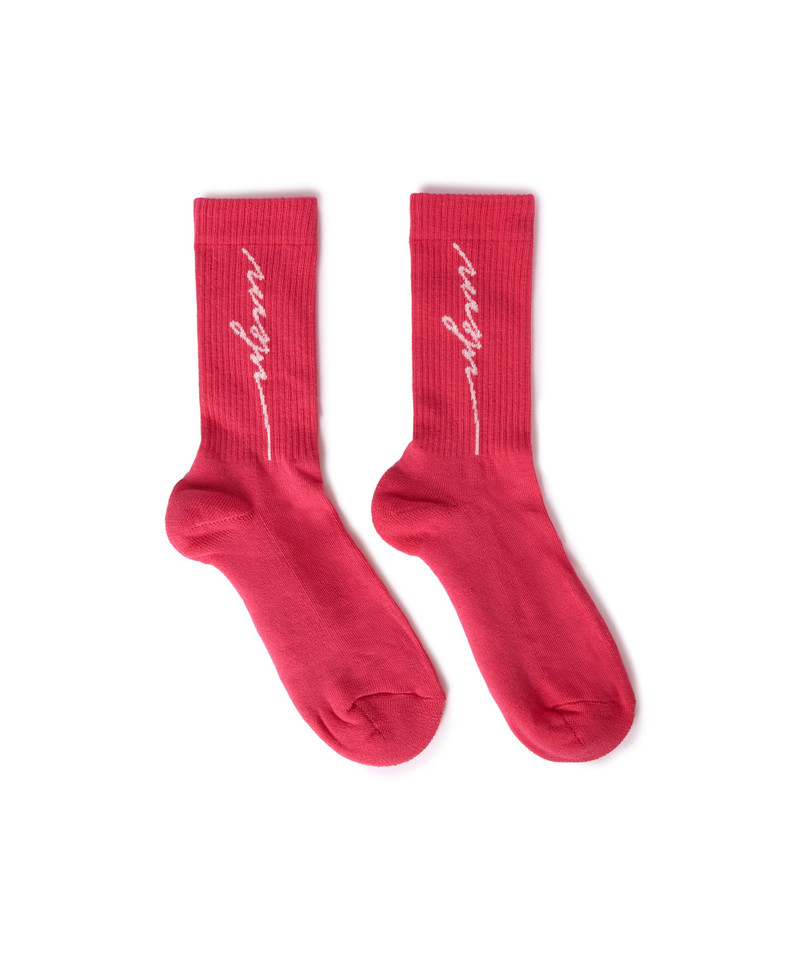 Socks with jacquard cursive logo 1