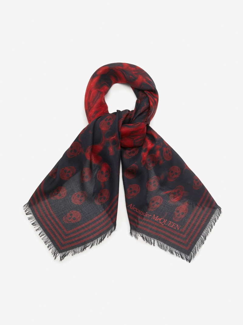 Alexander McQueen Men's Wax Flower Biker Foulard in Black/red outlook