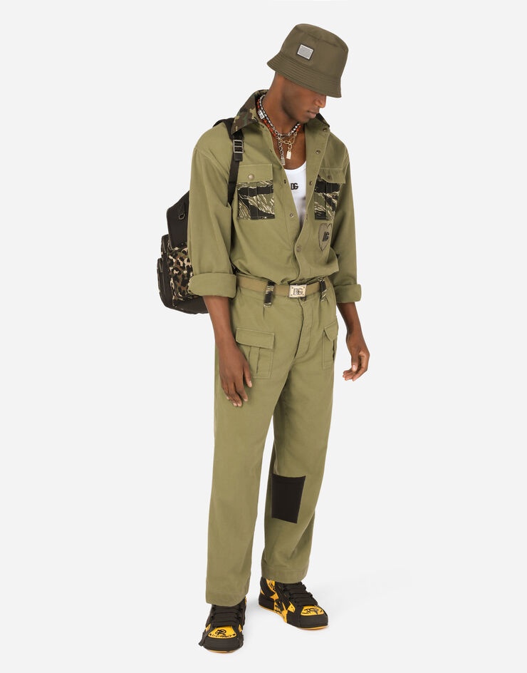 Stretch cotton overalls with camouflage details - 6