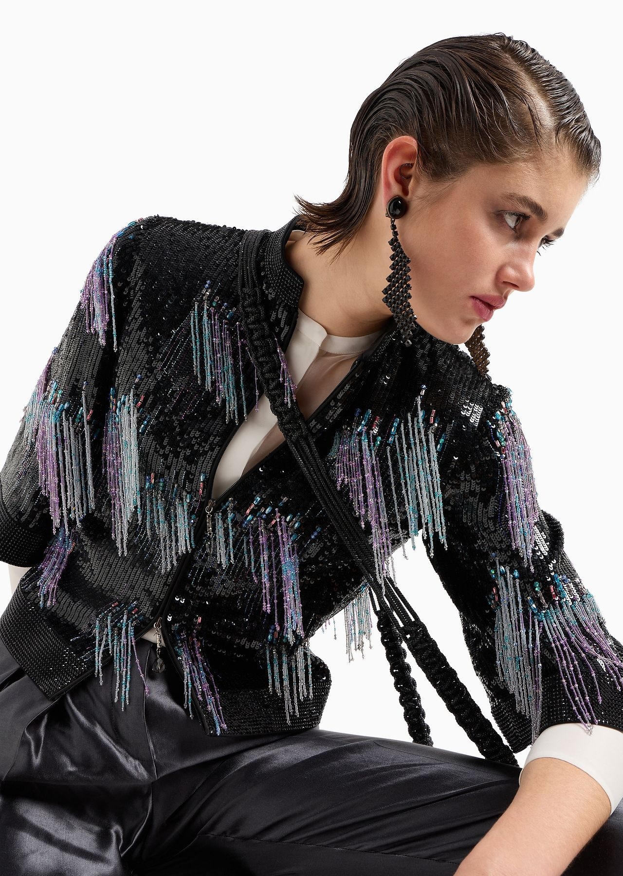 Short jacket in embroidered silk organza - 5