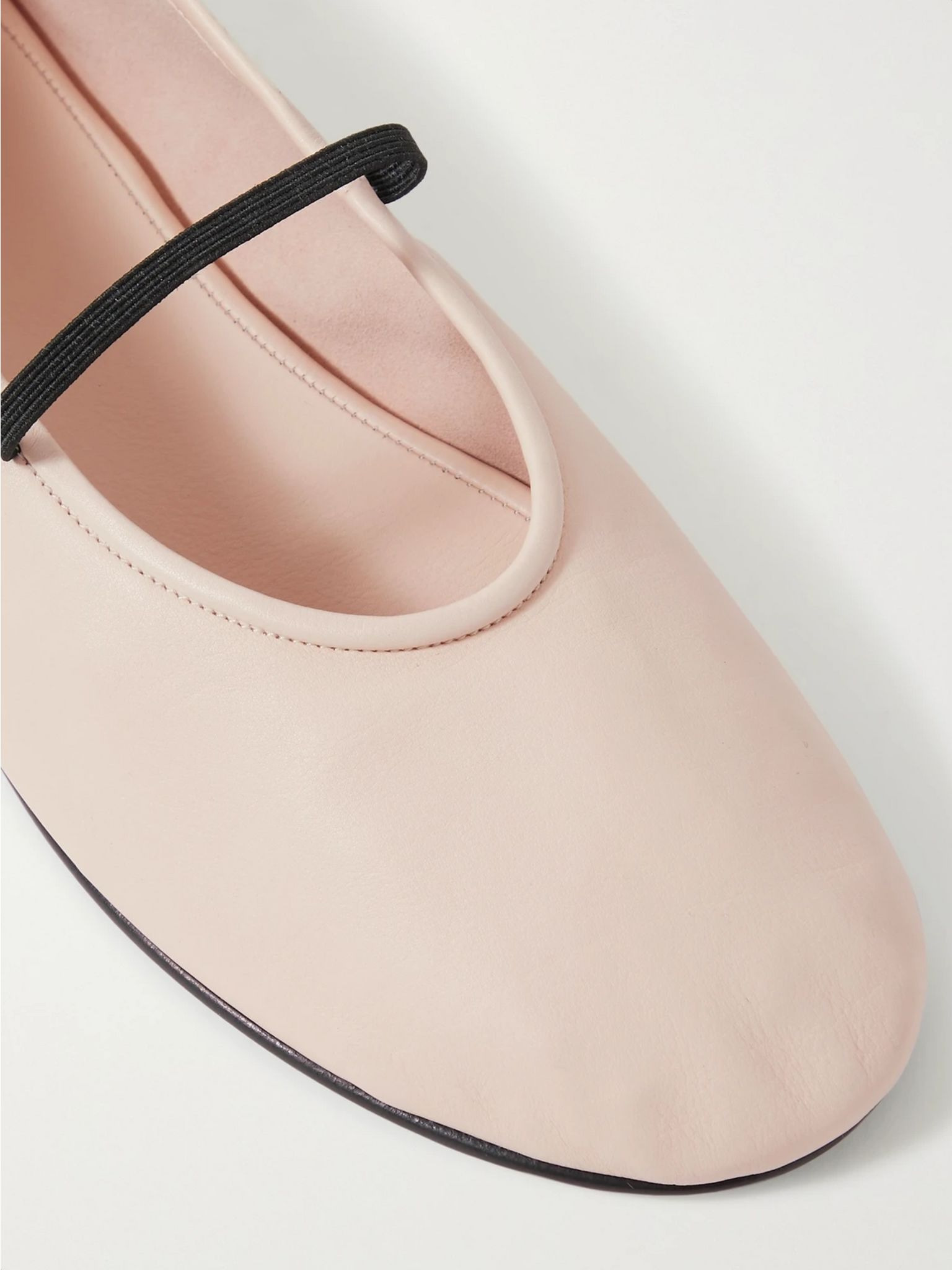 Elastic leather ballet flats Ecru - 4