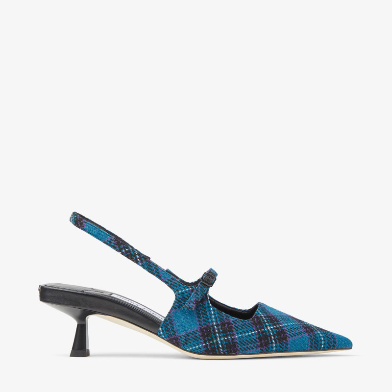 Didi 45 Peacock Tartan Fabric Pointed Pumps - 1