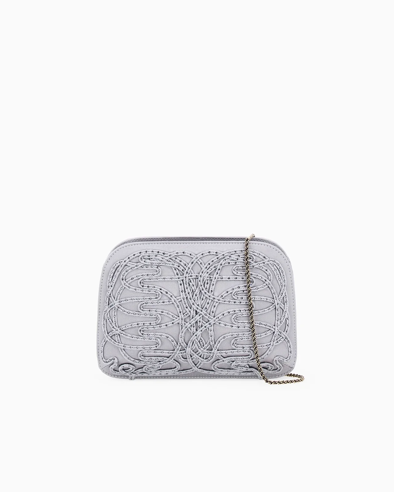 CLUTCH LA PRIMA IN SATIN WITH SOUTAGE AND RHINESTONES - 1