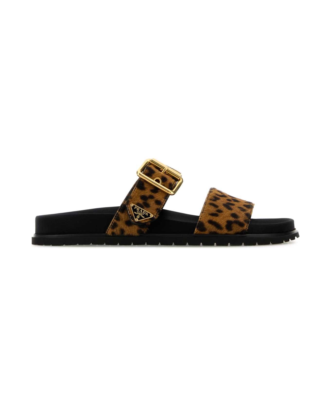 Printed Calf Hair Slippers - 1