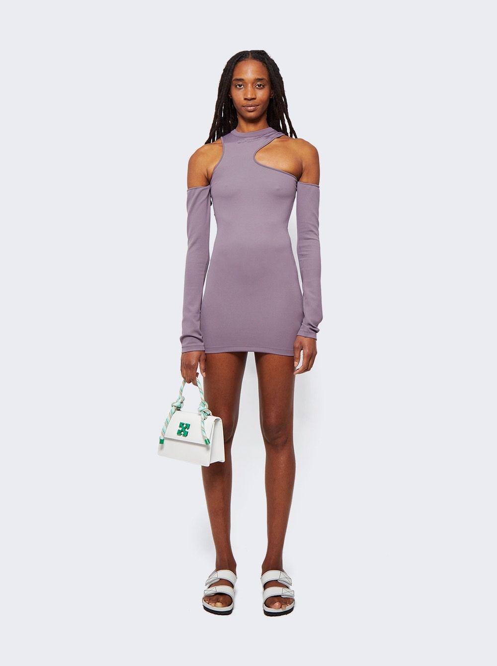 Sleek Asymmetric Mini Dress Purple - 2