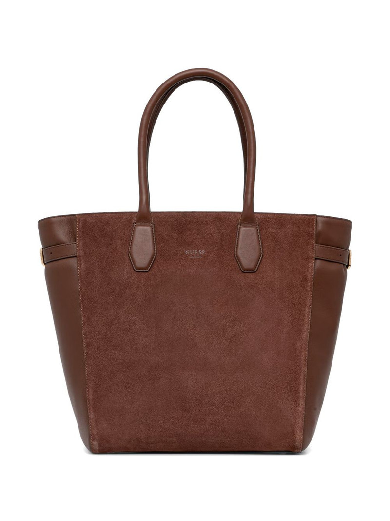 Anitha suede-panel tote bag 1