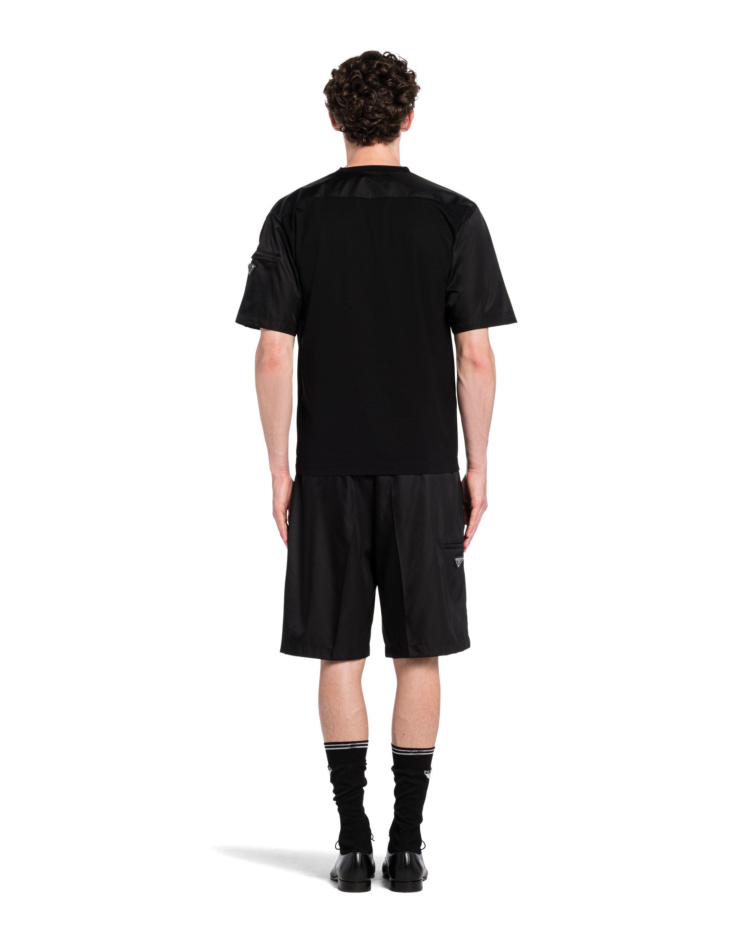 Stretch cotton T-shirt with Re-Nylon details - 4
