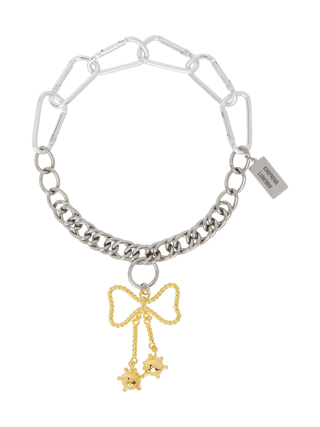 Silver Mace Bow Necklace - 1