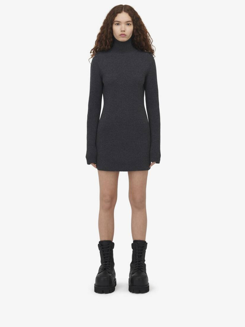 Ribbed Knit Mini Dress - 1