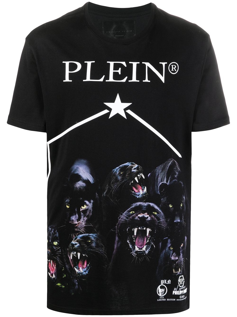 panther-print short sleeved T-shirt - 1