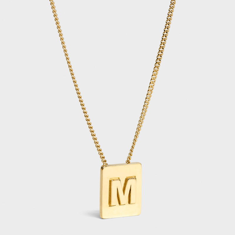 Alphabet M Necklace in Brass with Gold finish 1