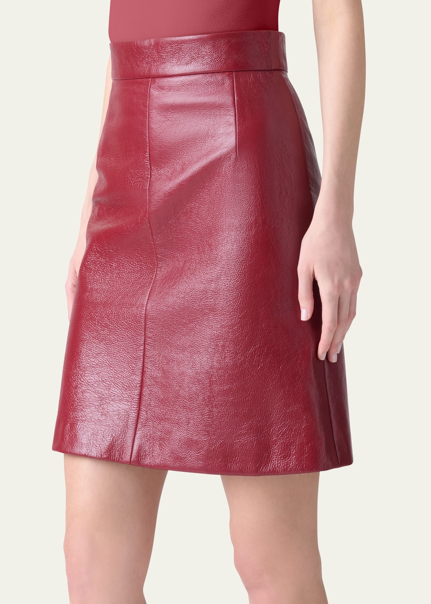 Lacquered Leather Short Skirt - 5