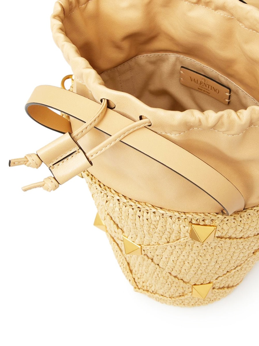 Roman Stud Raffia Bucket Bag - 3