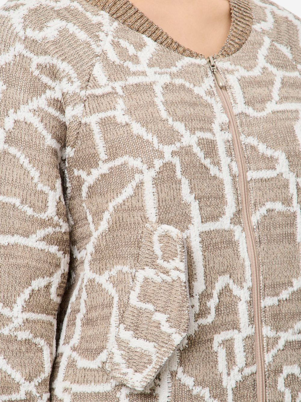 patterned zip-front cardigan - 4