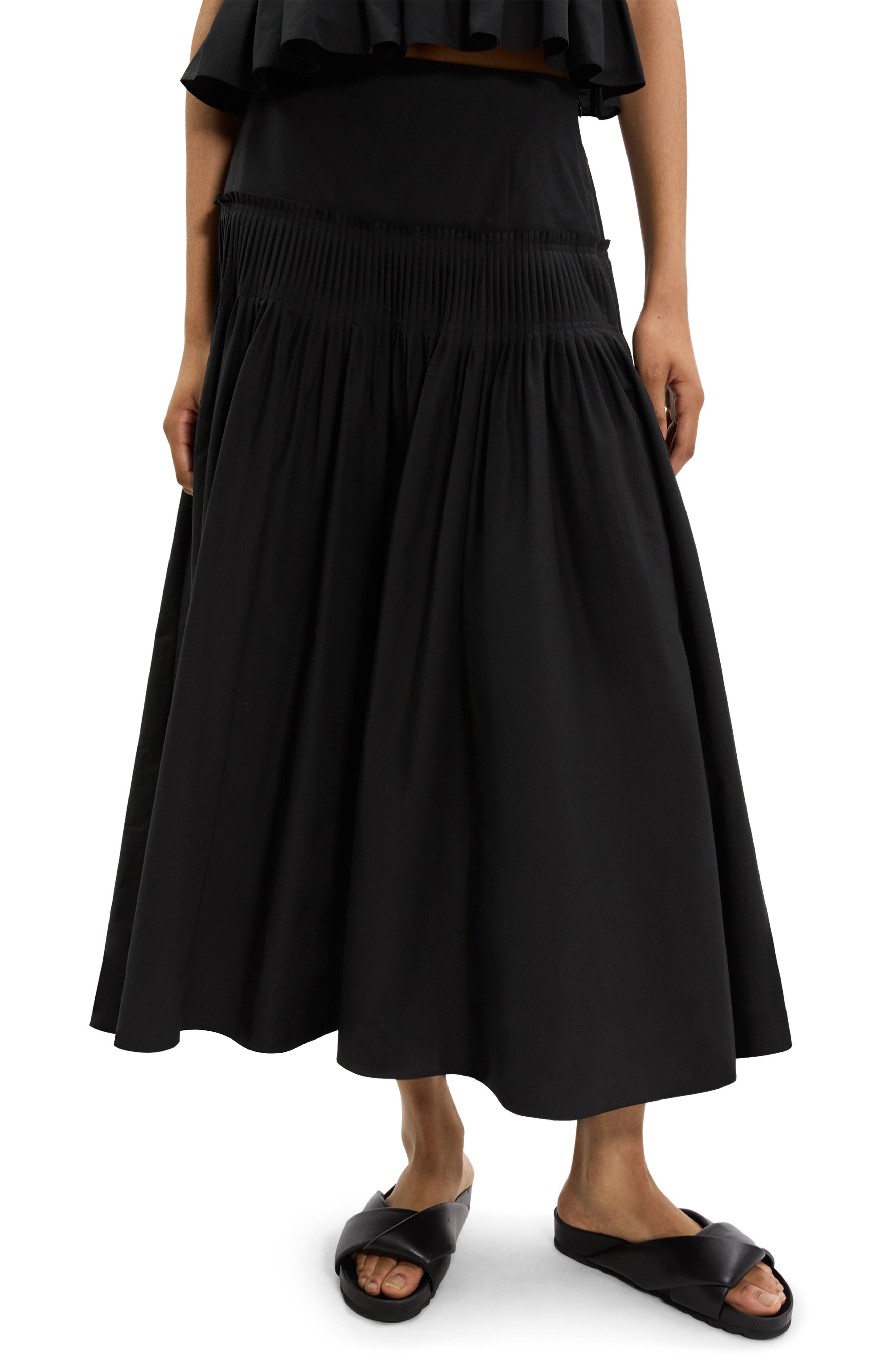 Theory Accordion Yoke Skirt in Black at Nordstrom - 4