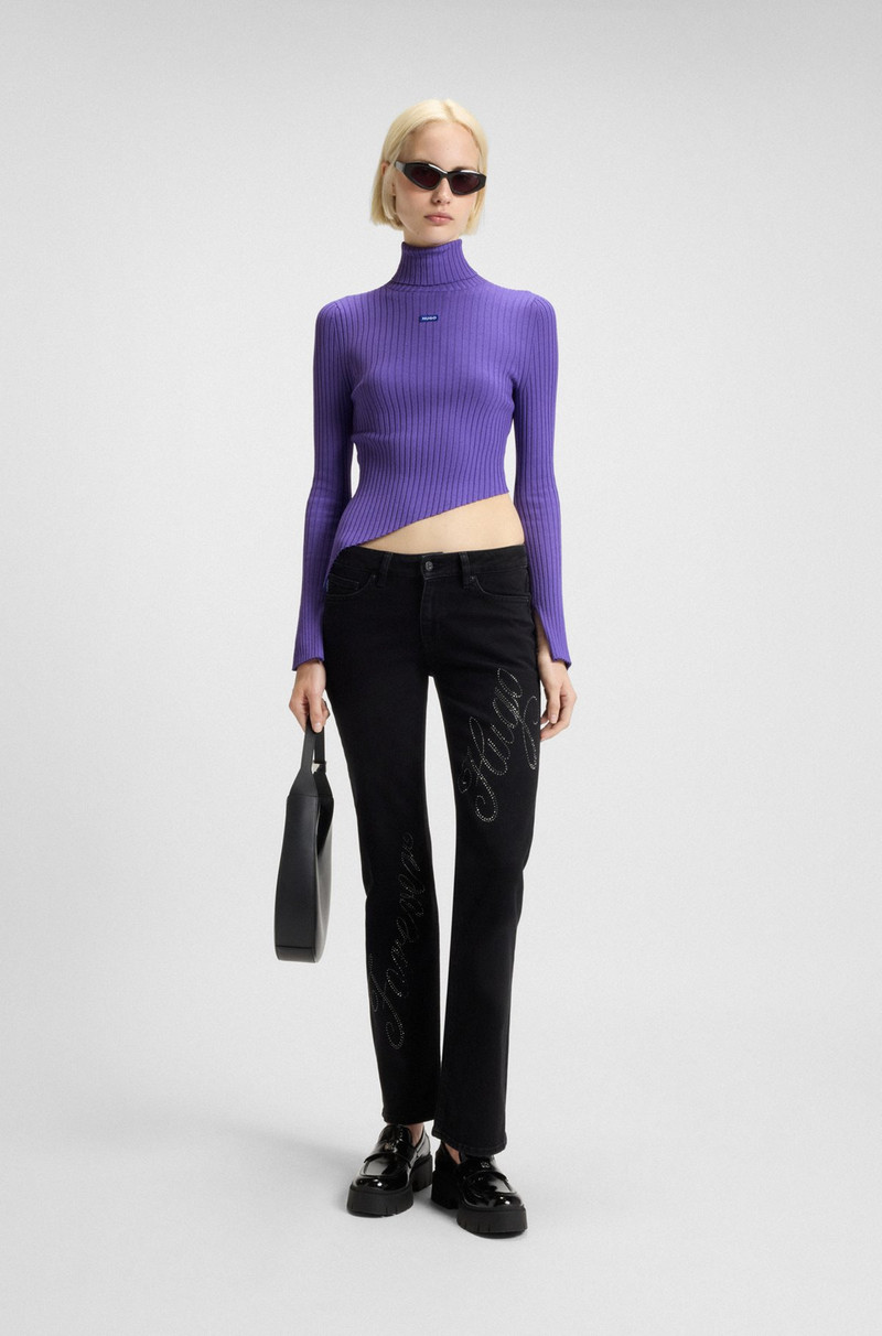 HUGO LOGO-BADGE RIB-KNIT SWEATER WITH ASYMMETRIC HEM outlook