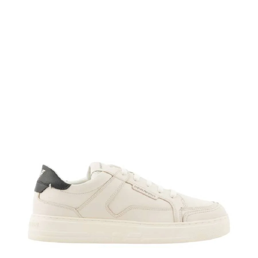 Emporio Armani Hammered-Leather Sneakers - 1