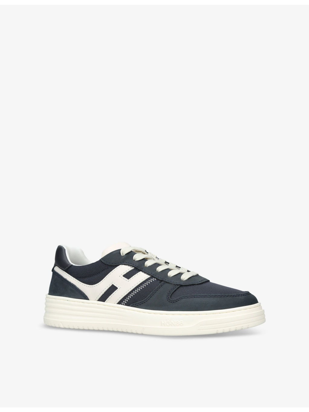 Allacciato H 630 Brand-Embroidered Leather And Mesh Low-Top Trainers - 3