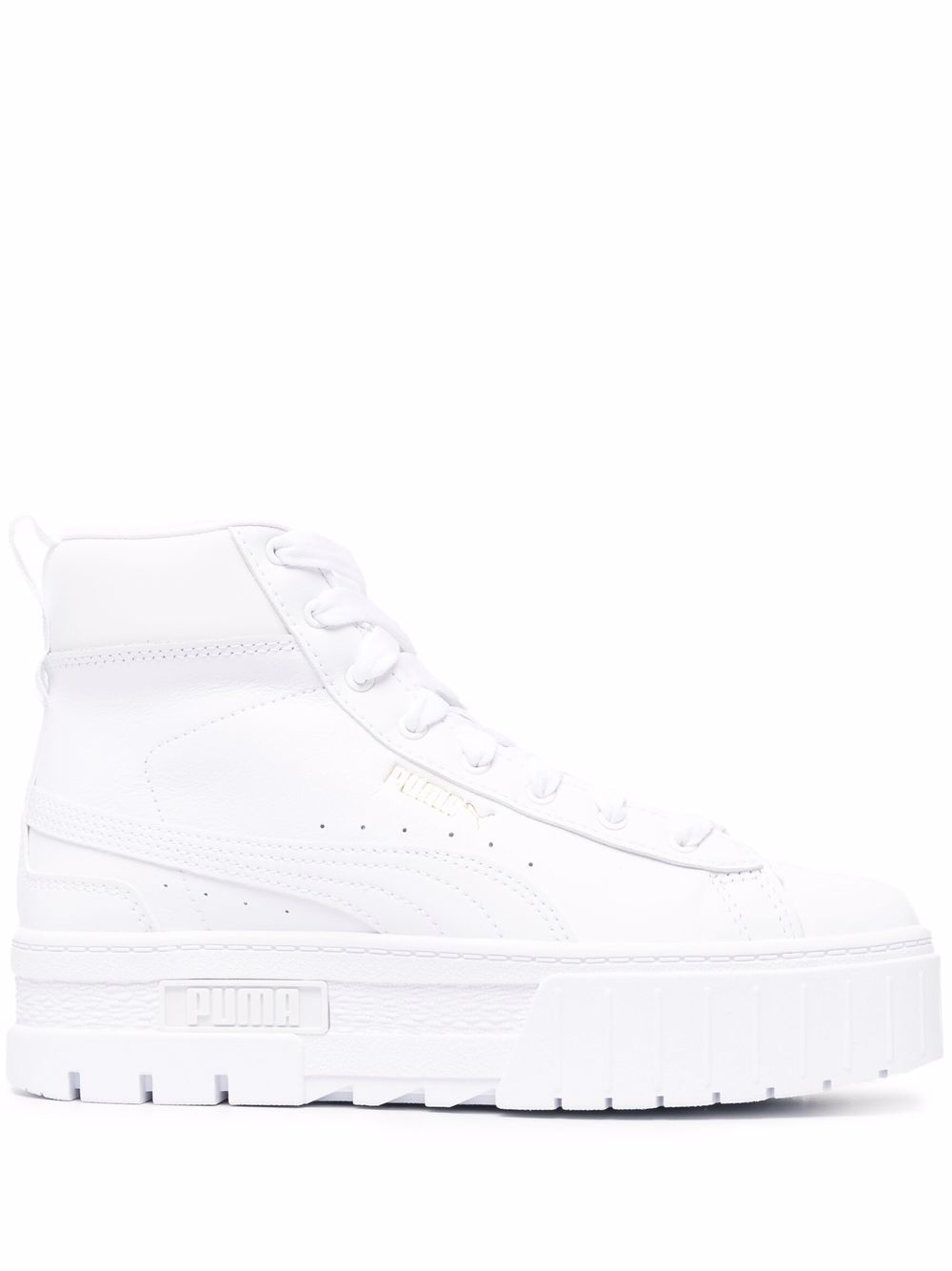 logo-print chunky high-top leather sneakers - 1