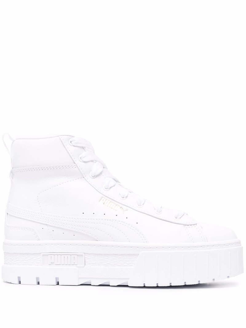 logo-print chunky high-top leather sneakers 1