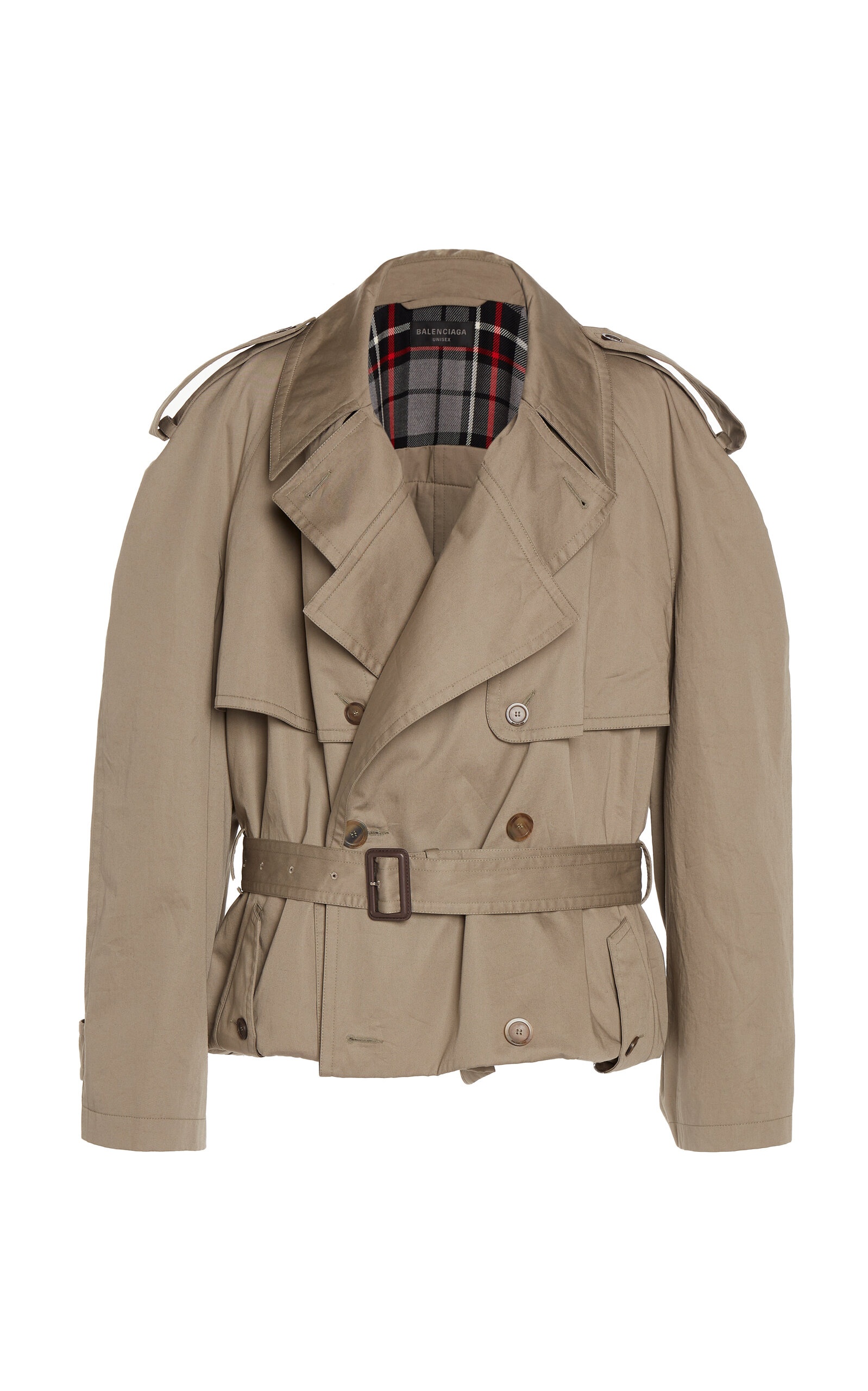 Folded Double-Breasted Cotton Trench Coat neutral - 1