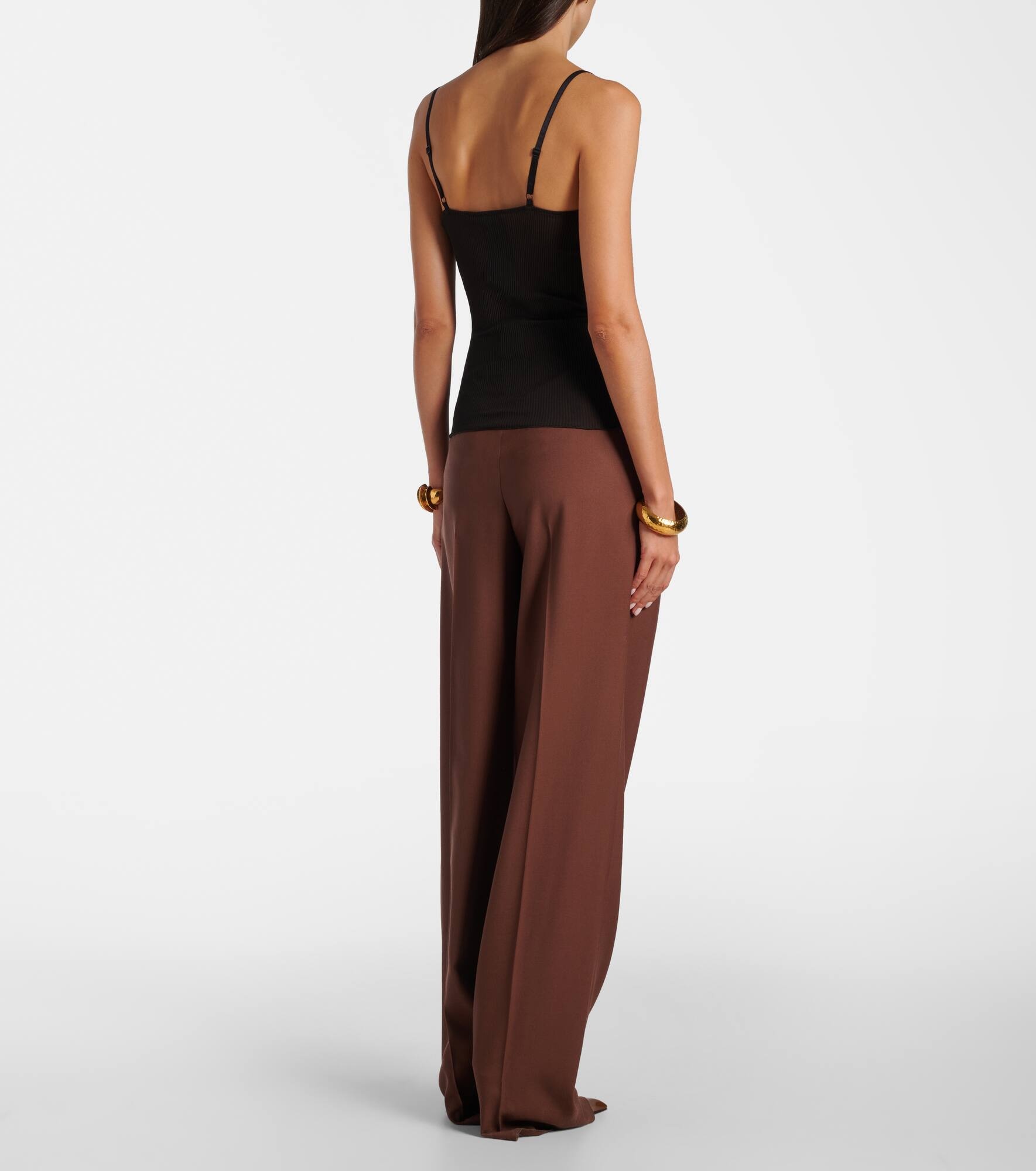 Lace-trimmed ribbed-knit silk camisole - 3