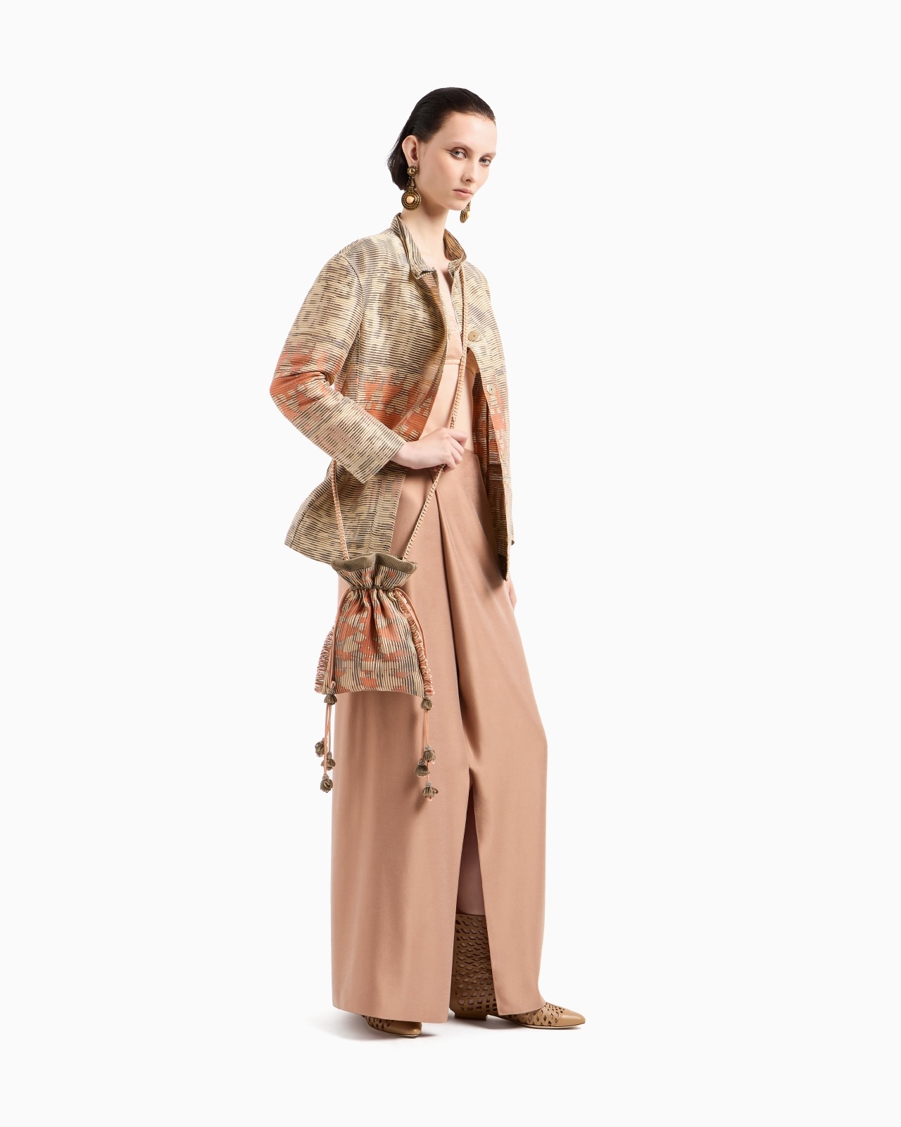 WASHED VISCOSE AND SILK LONG SKIRT - 2