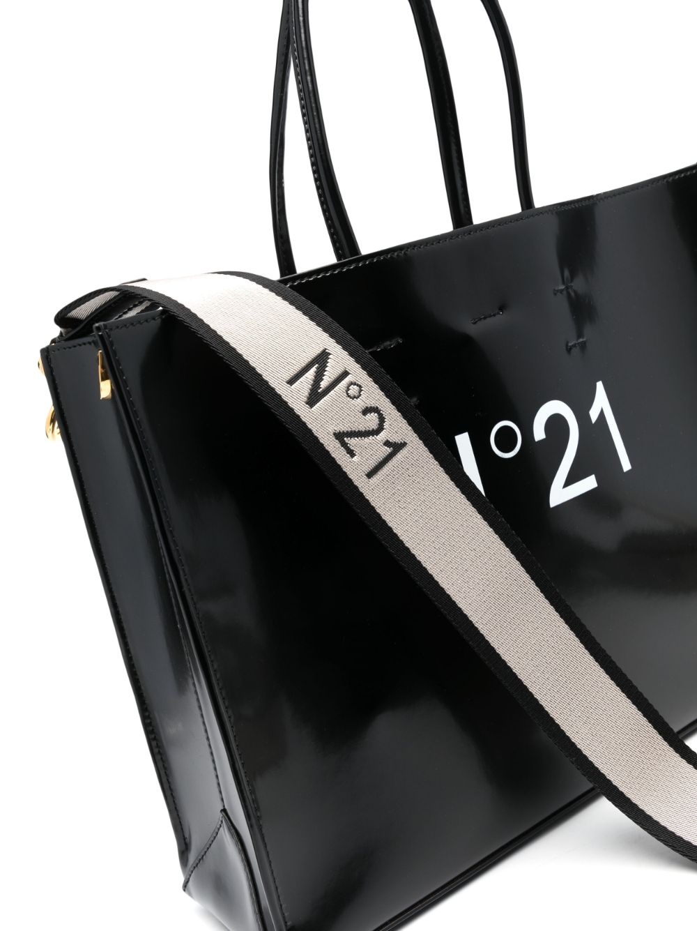 logo-print leather tote bag - 4