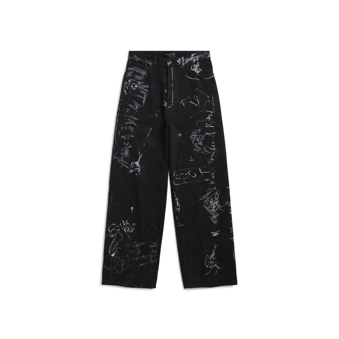 BALENCIAGA Graffiti Baggy Pants in Black