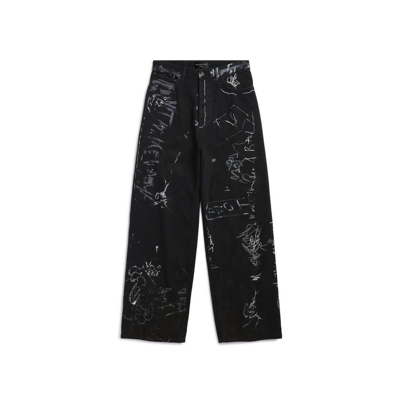 Graffiti Baggy Pants in Black 1