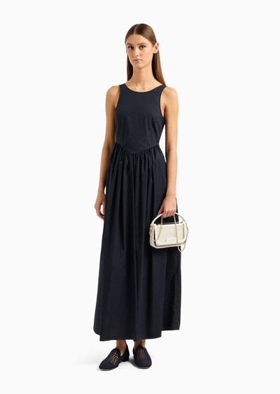 EMPORIO ARMANI Long, full-skirted poplin dress with gathered waist outlook