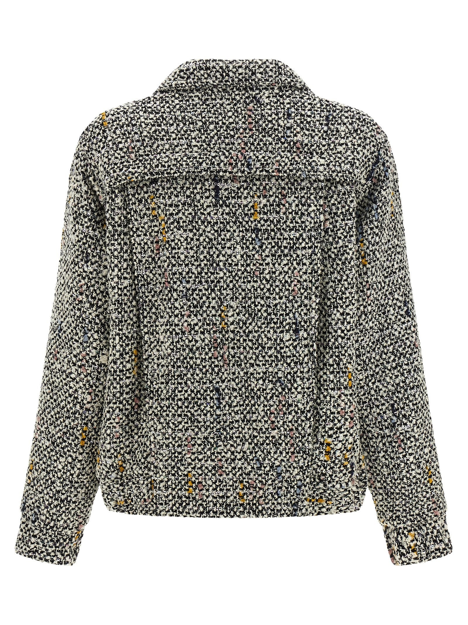 Tweed Bomber Jacket Puffer Jackets White - 2