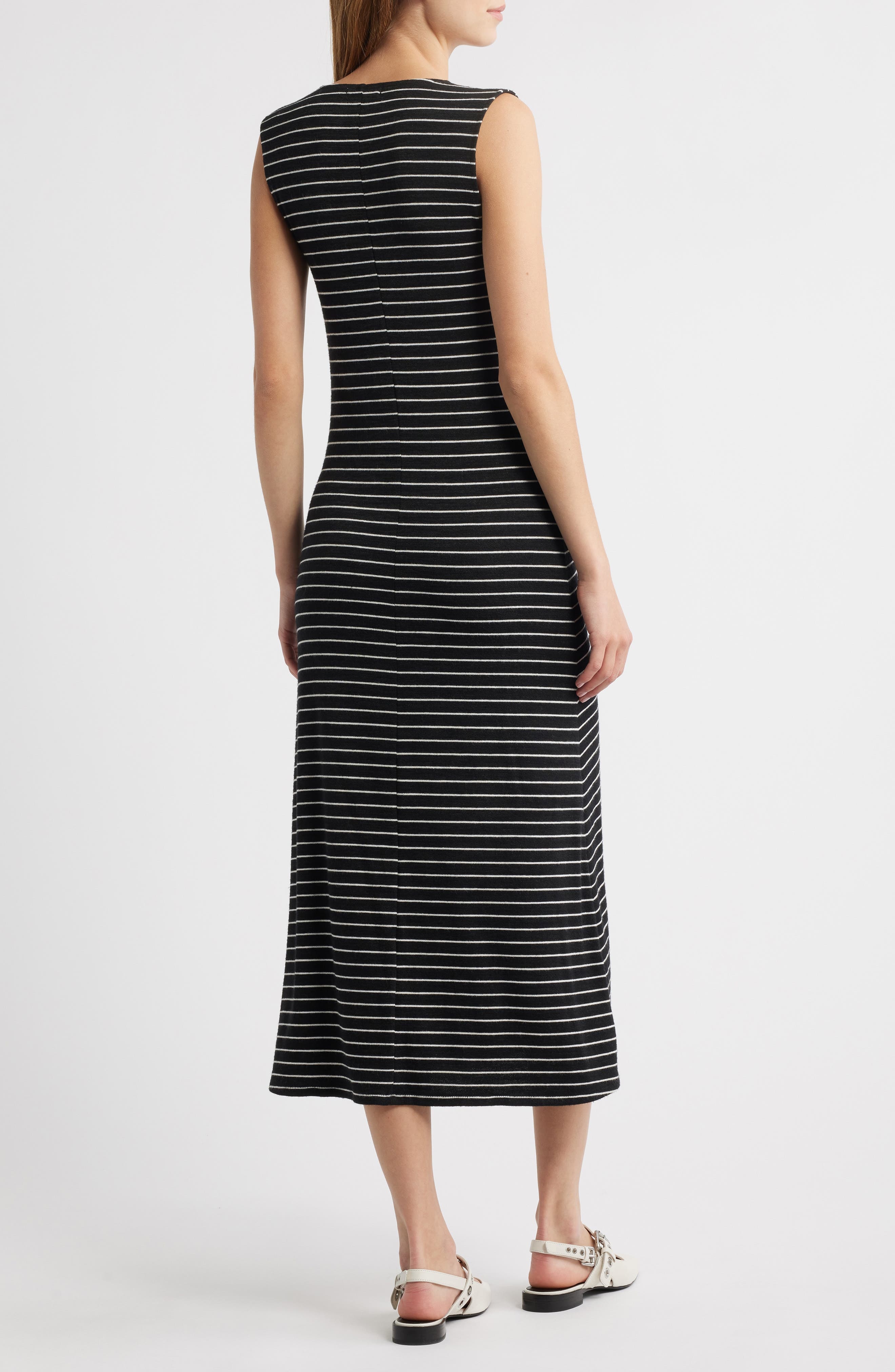 rag & bone The Knit Stripe Sleeveless A-Line Dress in Black Multi at Nordstrom - 2