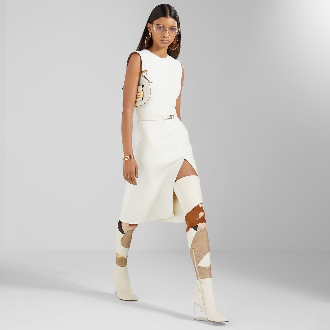 White wool and silk dress - 4