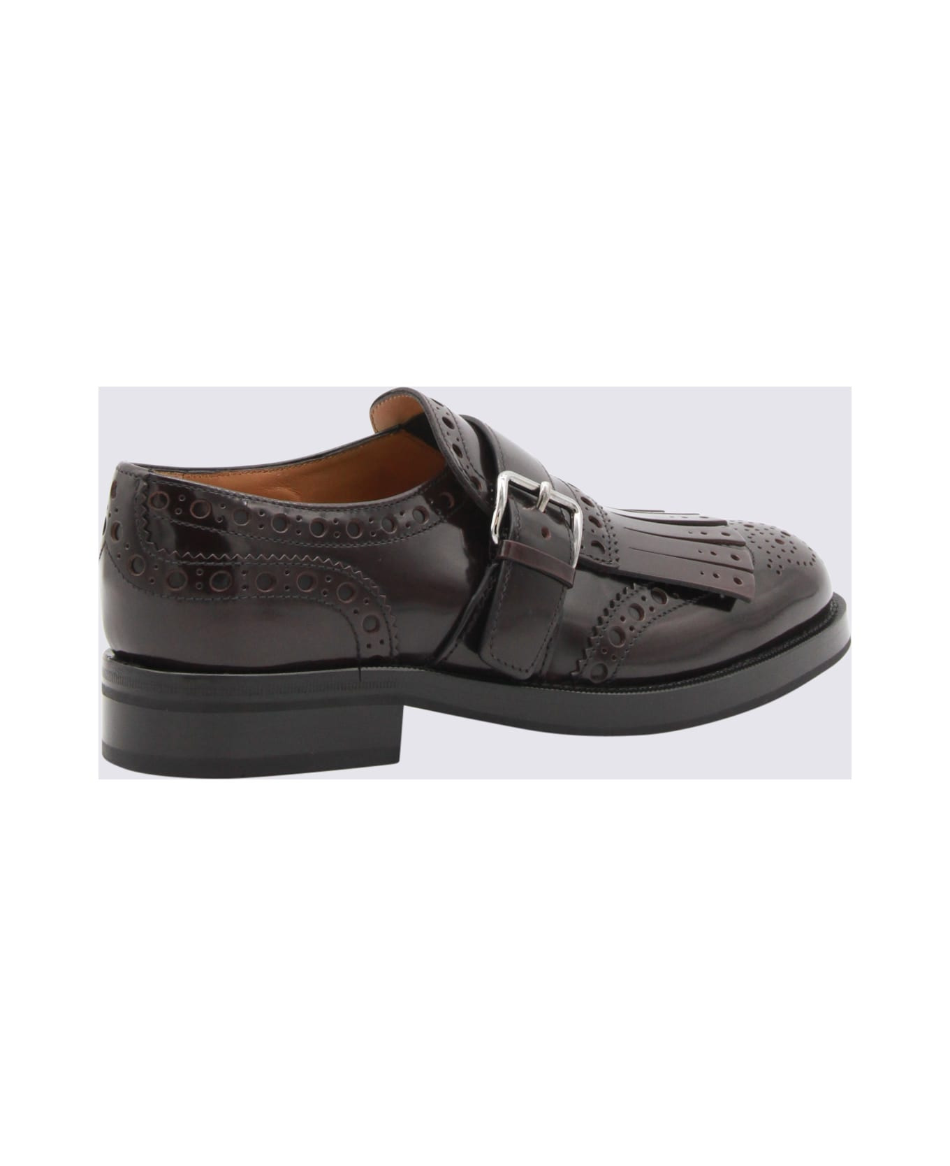 Burgundy Leather Monk Phillis Formal Shoes - 3