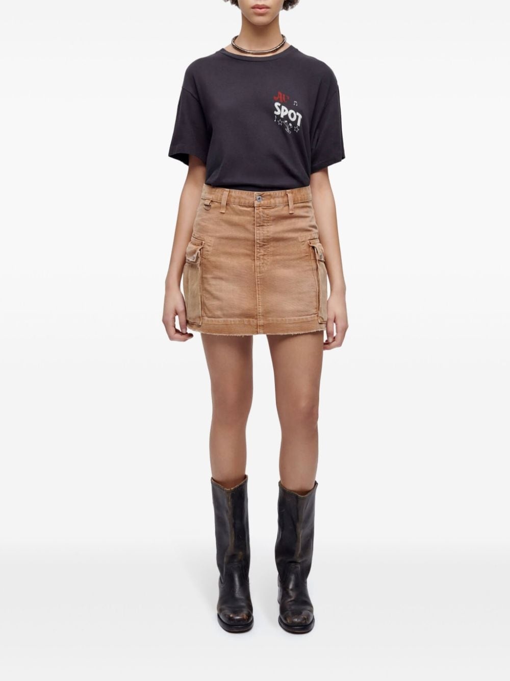 cargo denim mini skirt - 2