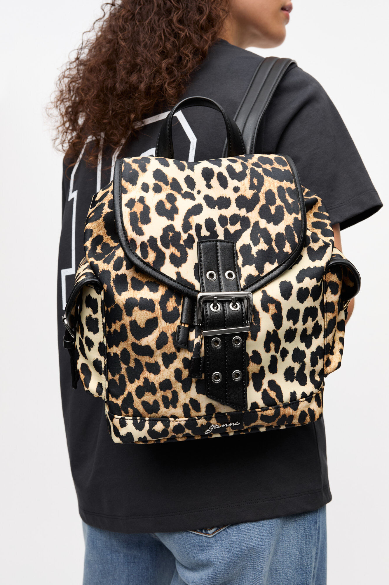LEOPARD SMALL NYLON BUCKY BACKPACK - 3