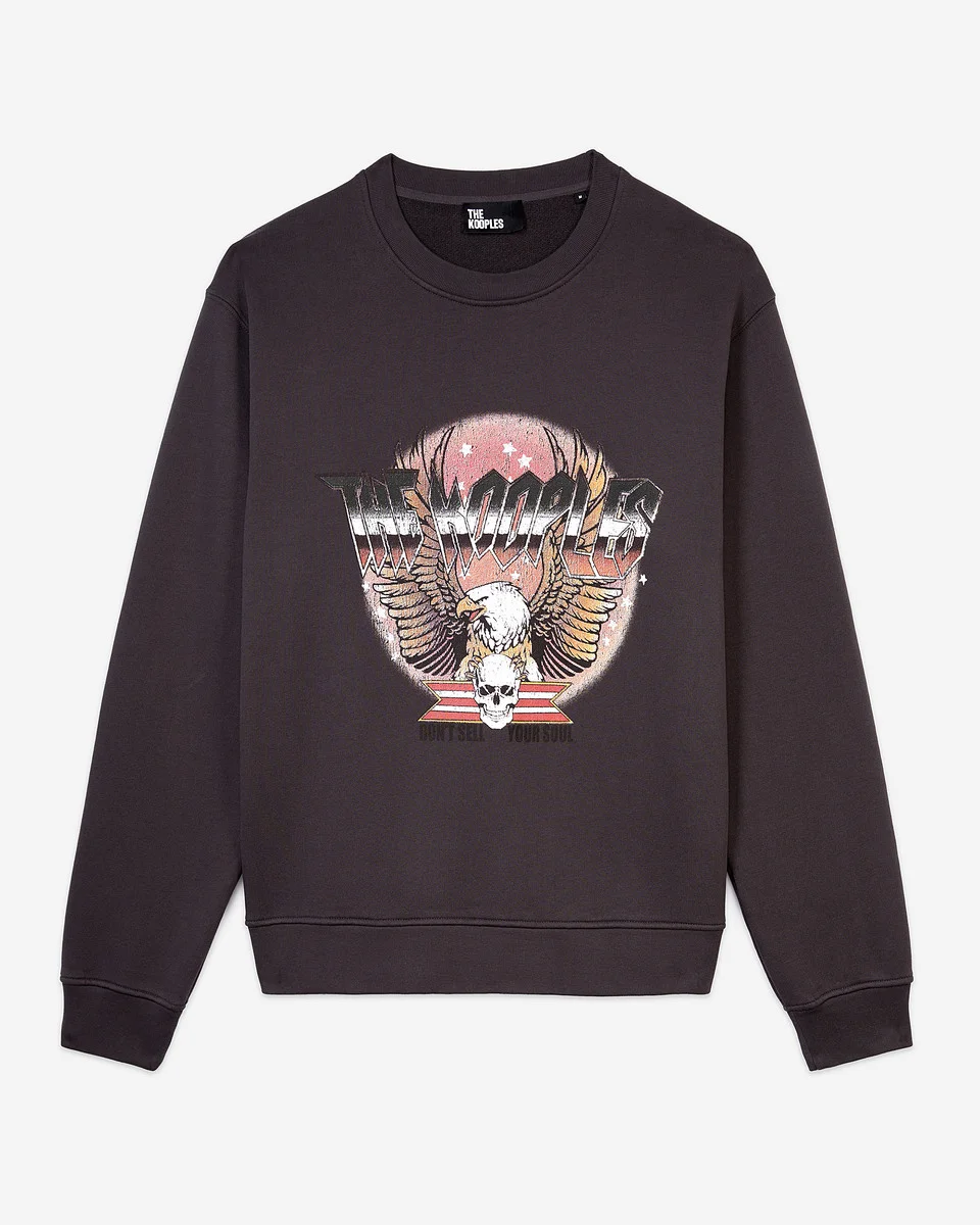 CARBON GRAY SWEATSHIRT WITH ROCK EAGLE SERIGRAPHY - 1