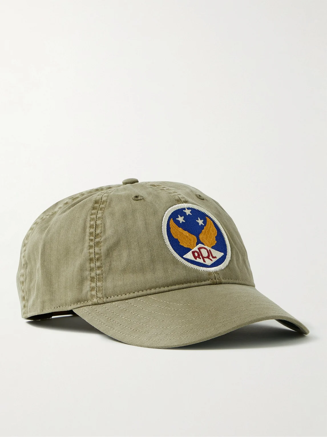 Logo-Appliquéd Herringbone Cotton-Twill Baseball Cap - 1