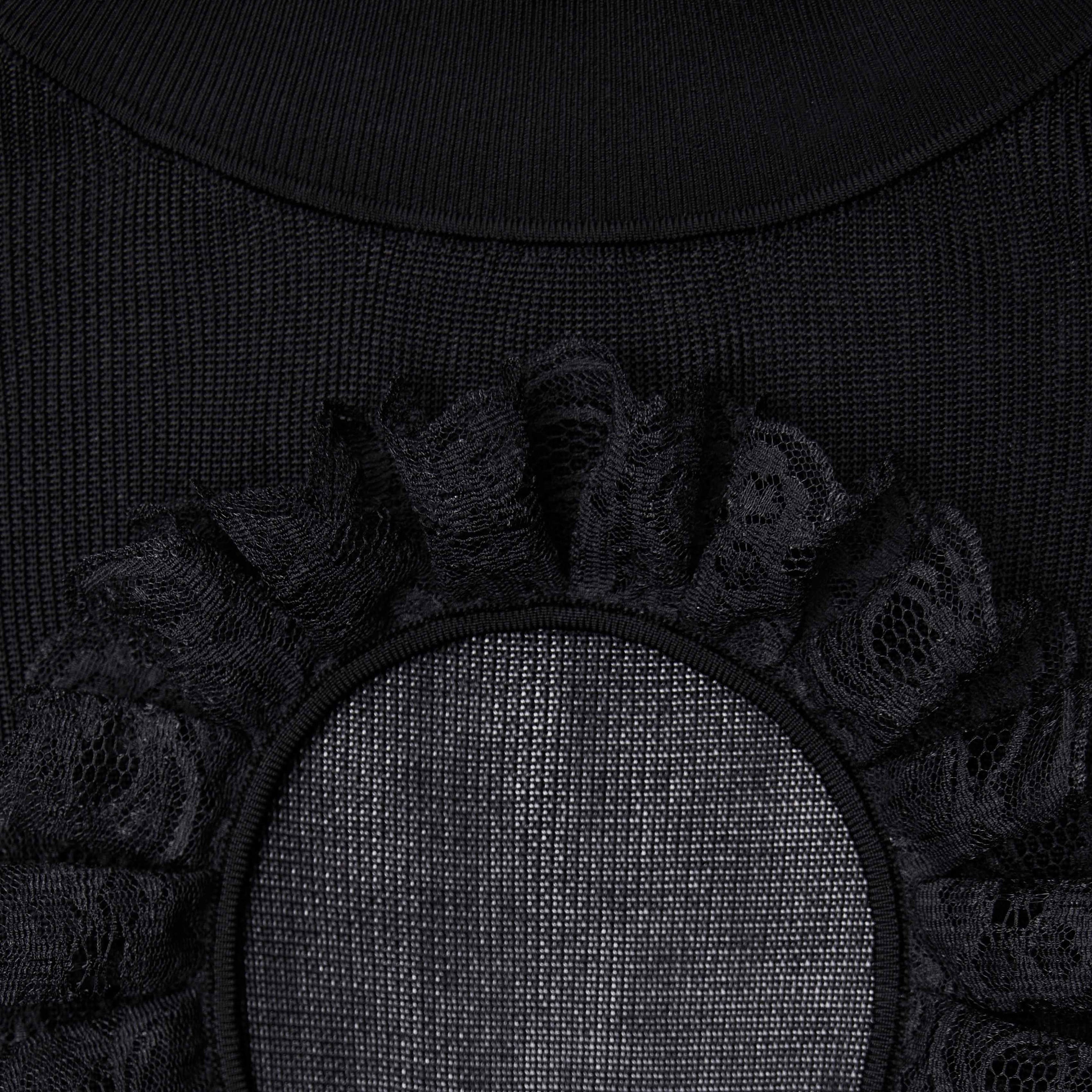 Black Knit Cut Out Bodysuit - 5